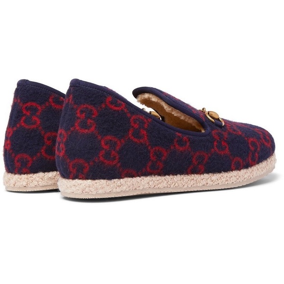 GUCCI SHOES WOMEN FRIA GG MARINO WOOL SHEARLING HORSEBIT LOAFERS-37.5 (7-7.5) - Picture 2 of 10
